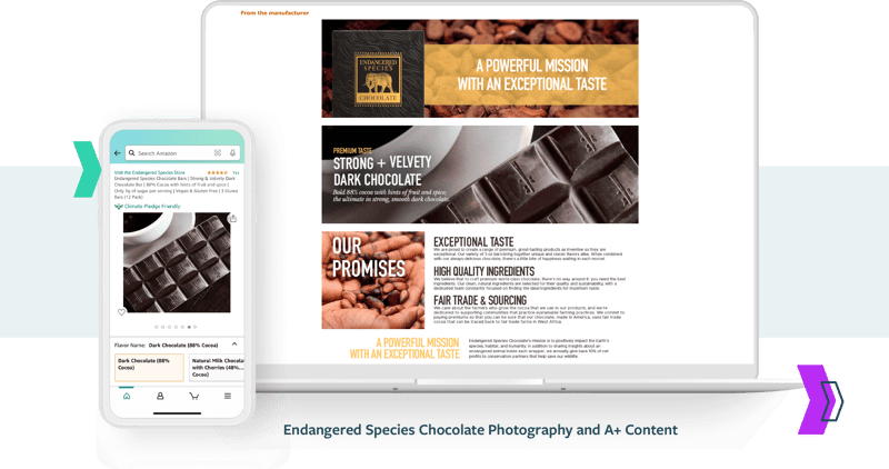 Amazon Agency Services: Endangered Species Chocolate Photography and A+ Content
